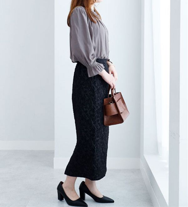 BELLUNA（ベルーナ）の「ジャカード素材スリットデザインスカート（ロングスカート）」｜詳細画像