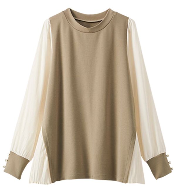 BELLUNA（ベルーナ）の「サイドプリーツ袖ボタン使いプルオーバー（カットソー）」｜詳細画像