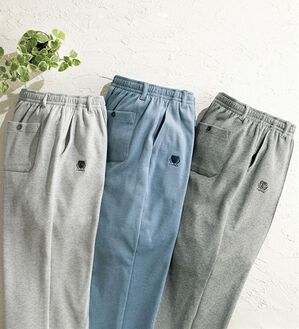 「＜カルビア＞肌側綿１００％鹿の子リラックスパンツ（メンズスラックス）」｜3本組