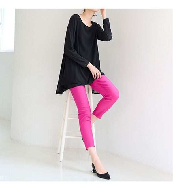 RANAN（ラナン）の「【裏微起毛】異素材切替チュニック（カットソー）」｜詳細画像