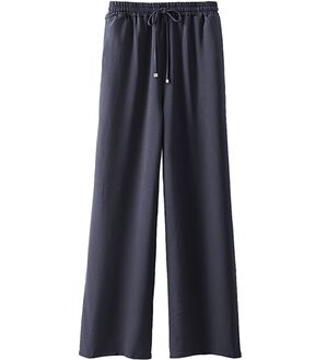 BELLUNA（ベルーナ）の「ビンテージ素材ワイドパンツ（ワイドパンツ・ガウチョ）」｜ネイビー