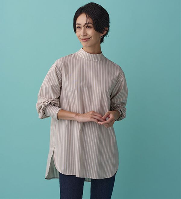 BELLUNA（ベルーナ）の「＜ＳＯＬＯＴＥＸ（Ｒ）＞ストレッチハイネックブラウス（ブラウス）」｜詳細画像