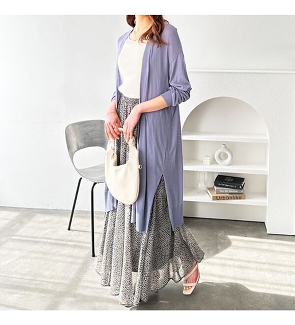 GeeRA（ジーラ）の「【3つの機能付】ロングニットカーディガン（ミディ丈）（ニットカーディガン）」｜詳細画像