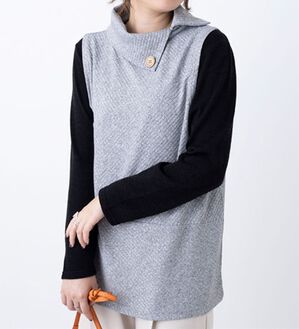 BELLUNA（ベルーナ）の「杢調テレコ素材衿デザインアンサンブル（アンサンブル）」｜詳細画像