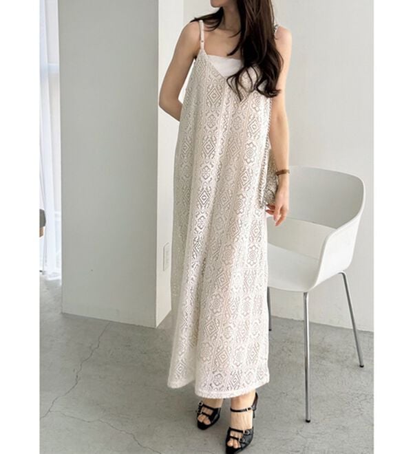 GeeRA（ジーラ）の「前後２ＷＡＹパネルレースキャミワンピース（その他ワンピース）」｜詳細画像