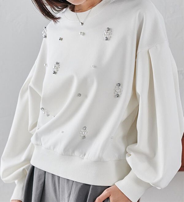 RANAN（ラナン）の「ビジュー使いボリューム袖プルオーバー（カットソー）」｜詳細画像