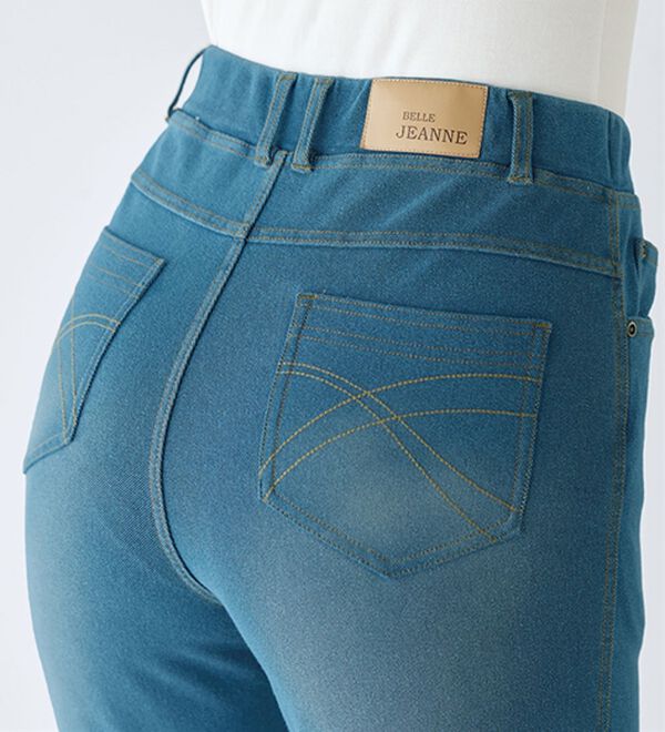 BELLUNA（ベルーナ）の「新感覚！かのこ素材ニットデニムパンツ（フルレングスパンツ）」｜詳細画像