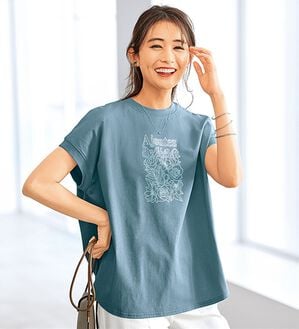 BELLUNA（ベルーナ）の「サラリ綿混！ゆったりドルマンプルオーバー（カットソー）」｜スモークブルー