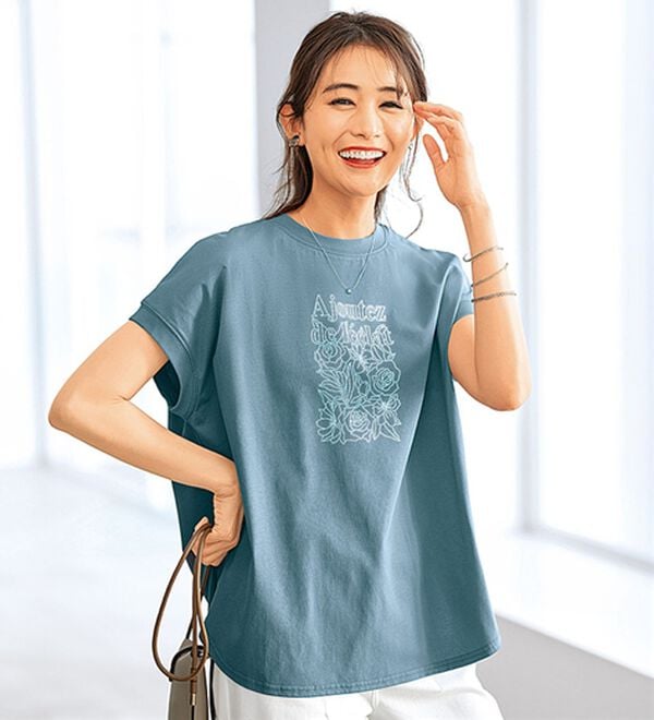 BELLUNA（ベルーナ）の「サラリ綿混！ゆったりドルマンプルオーバー（カットソー）」｜スモークブルー