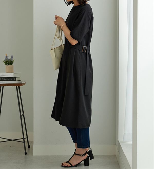 BELLUNA（ベルーナ）の「サイドバックル異素材切替ワンピース（その他ワンピース）」｜詳細画像