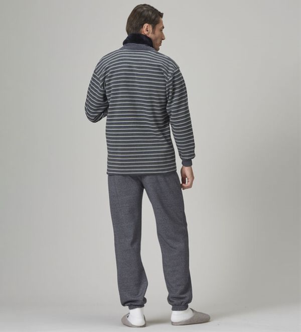 「【２着組】＜アーノルド　パーマー＞首まで暖か綿混杢調パジャマ（メンズルームウェア）」｜詳細画像