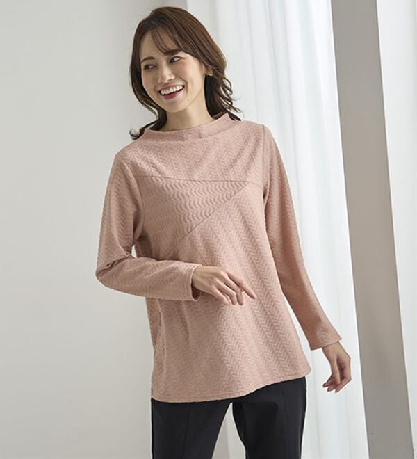 BELLUNA（ベルーナ）の「波柄ジャカード切替デザインプルオーバー（カットソー）」｜詳細画像