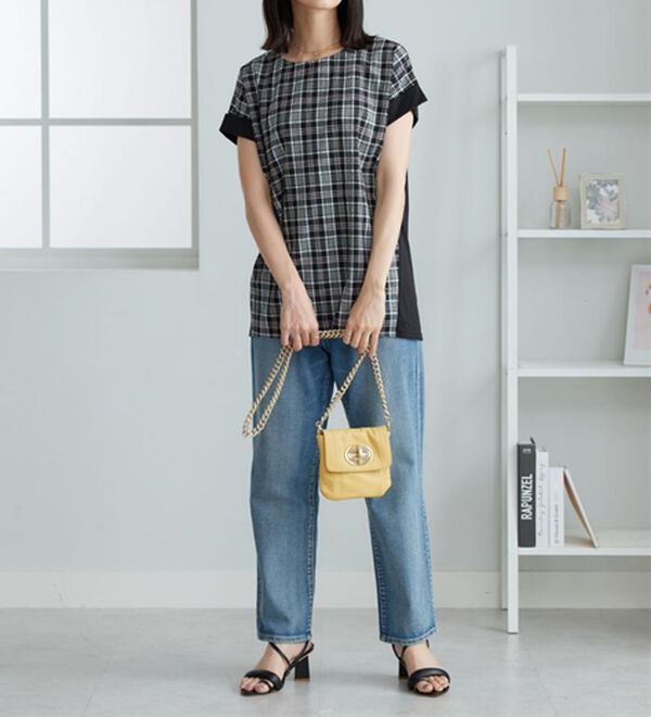 BELLUNA（ベルーナ）の「サッカーチェック切替デザインチュニック（チュニック）」｜詳細画像