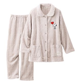 LAVIENNE（ラヴィエンヌ）の「＜ＰＥＡＮＵＴＳ＞ふわもこケーブルフリース前開きパジャマ（パジャマ・ルームウェア）」｜ライトグレー