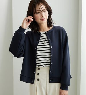 BELLUNA（ベルーナ）の「きれい見えスナップボタンカーディガン（ニットカーディガン）」｜ネイビー