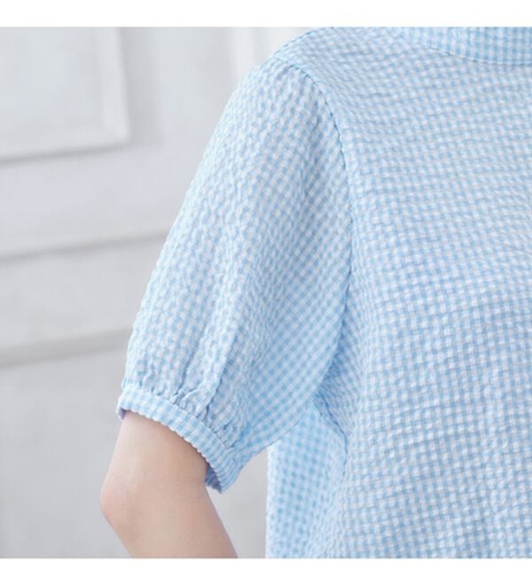 alotta（アロッタ）の「ギンガムチェックパフ袖ブラウス（ブラウス）」｜詳細画像