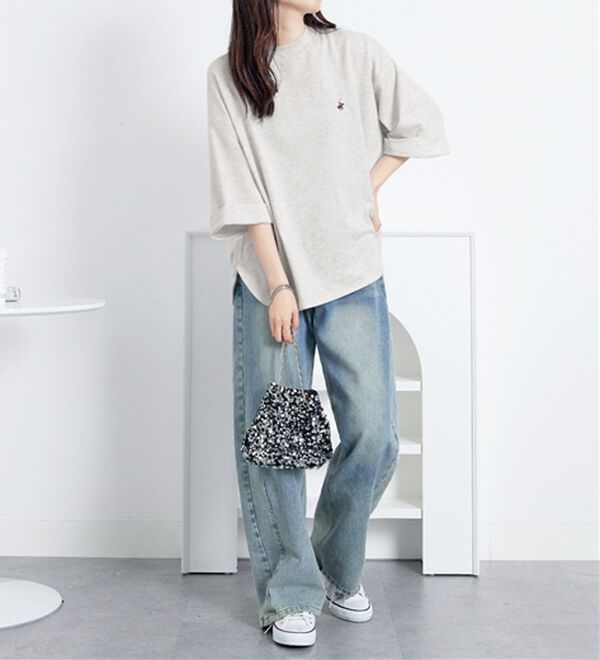 Viola e Viola（ヴィオラ エ ヴィオラ）の「【ビバリーヒルズポロクラブ】ミニ裏毛ロールアップワイドTシャツ（Tシャツ）」｜詳細画像