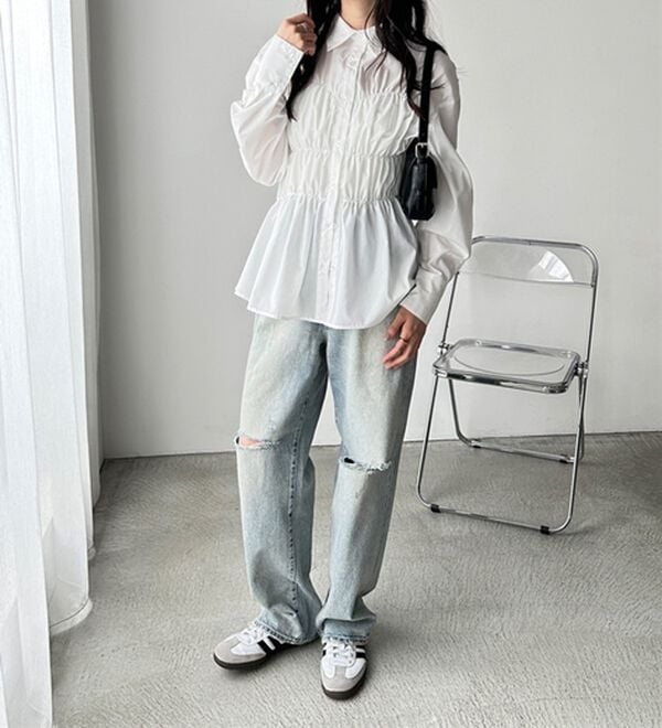 GeeRA（ジーラ）の「シャーリングビスチェデザインシャツ（シャツ）」｜詳細画像