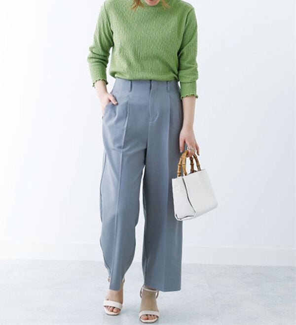 BELLUNA（ベルーナ）の「シワになりにくい！麻調ワイドパンツ（ワイドパンツ・ガウチョ）」｜詳細画像