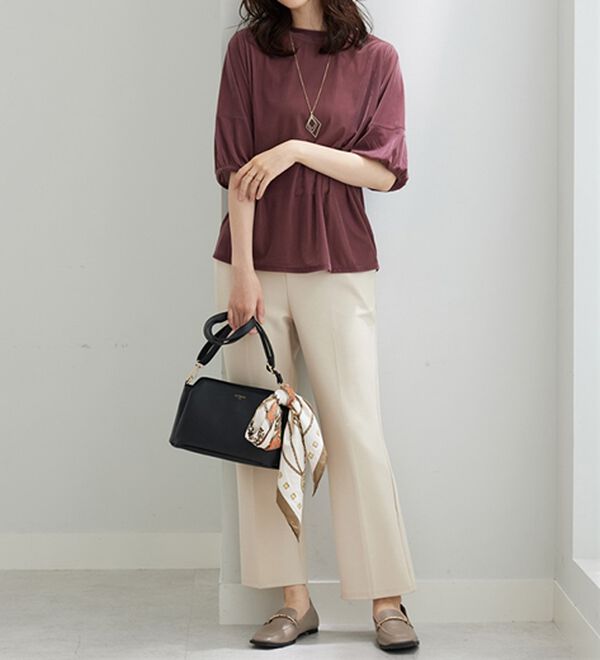 BELLUNA（ベルーナ）の「ベロア素材ふんわり袖プルオーバー（カットソー）」｜詳細画像