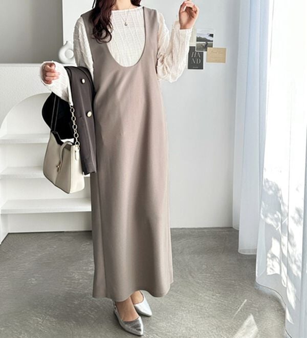 GeeRA（ジーラ）の「楽ちん！ストレッチ前後２ＷＡＹジャンパースカート（ジャンパースカート）」｜詳細画像