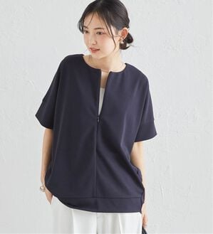 RANAN（ラナン）の「ハーフジップコクーンプルオーバー（チュニック）」｜ダークネイビー