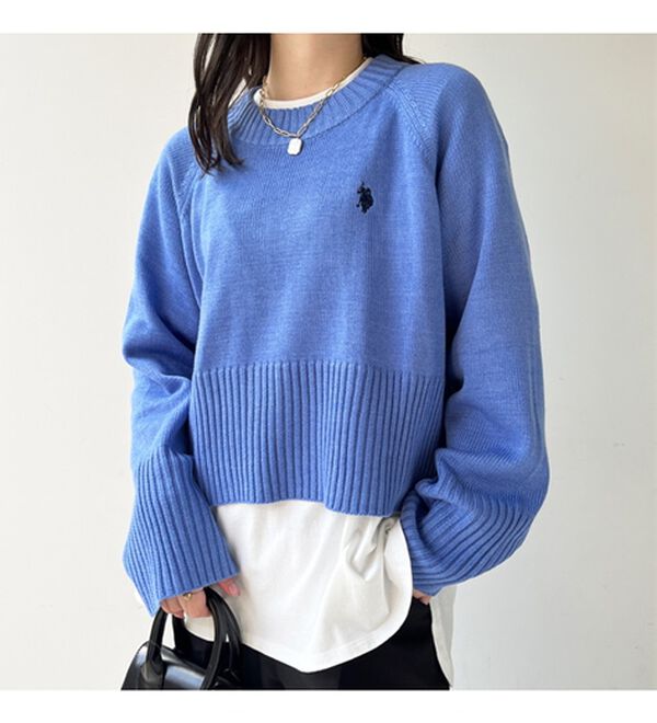 GeeRA（ジーラ）の「【ＵＳ．ＰＯＬＯ　ＡＳＳＮ】ショート丈ニット（ニット・セーター）」｜詳細画像