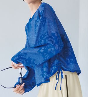 RANAN（ラナン）の「シアーフラワージャカードニットプルオーバー（ニット・セーター）」｜ブルー