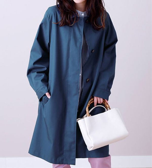 BELLUNA（ベルーナ）の「防風仕様ステンカラーコート（ロングコート）」｜ネイビー