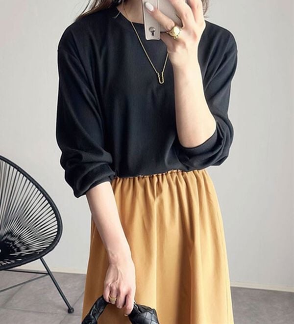 BELLUNA（ベルーナ）の「ドッキングデザインロングワンピース（ドッキングワンピース）」｜詳細画像