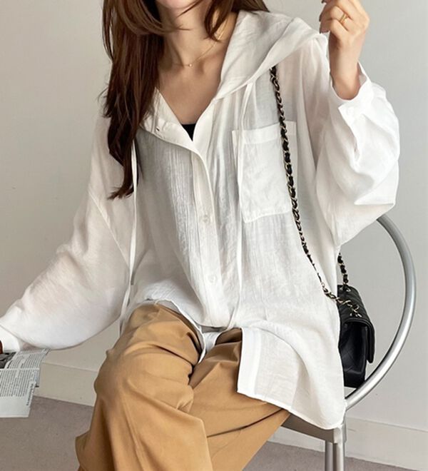 GeeRA（ジーラ）の「フード付きオーバーサイズシャツ（シャツ）」｜詳細画像