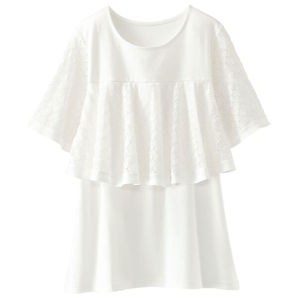 BELLUNA（ベルーナ）の「脱Ｔシャツ！レースデザインプルオーバー（カットソー）」｜詳細画像