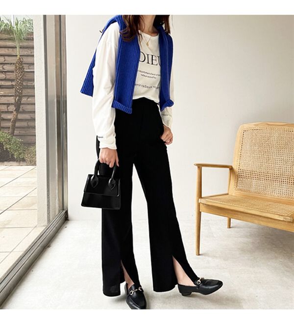 GeeRA（ジーラ）の「楽ちん！ストレッチスリットスラックスパンツ（フルレングスパンツ）」｜詳細画像