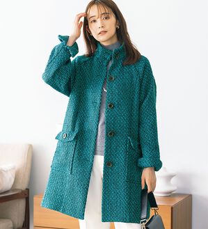 ルフラン（ルフラン）の「＜ｆｕ－ｕ＞ウール１００％スタンドデザインコート（ロングコート）」｜詳細画像