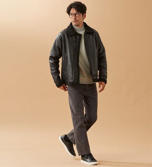 「裏ボアレザー調ジャケット（メンズジャケット）」｜詳細画像