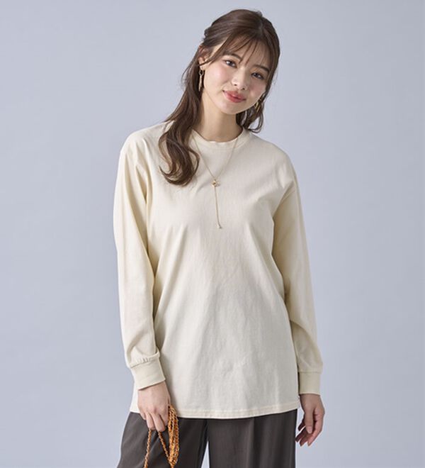 BELLUNA（ベルーナ）の「強撚綿１００％長袖プルオーバー（カットソー）」｜詳細画像