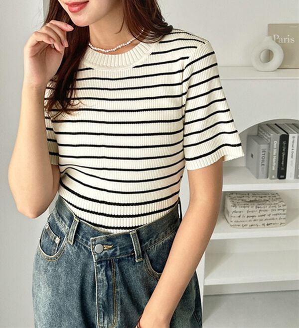 GeeRA（ジーラ）の「編地切替ニットトップス（ニット・セーター）」｜詳細画像