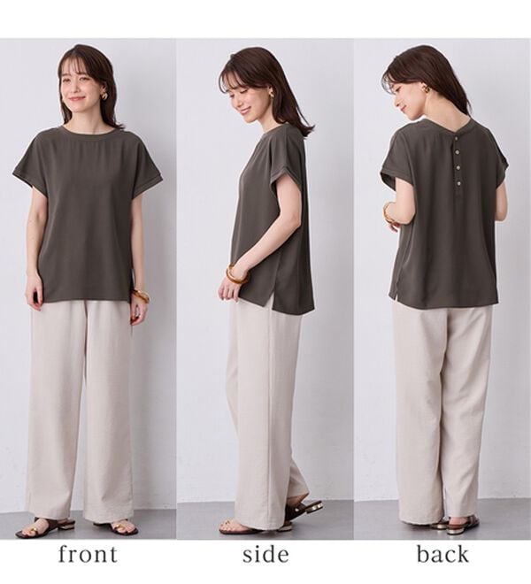 Viola e Viola（ヴィオラ エ ヴィオラ）の「さらさらＥＡＳＹ　前後２ＷＡＹヘンリーネックＴブラウス（ブラウス）」｜詳細画像