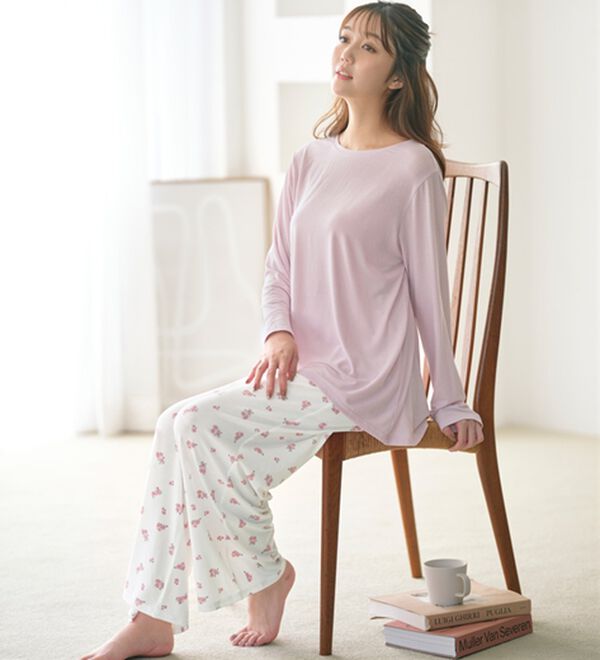 YU'NOW（ユナウ）の「ゆったりレーヨンブレンドハラマキパジャマ（パジャマ・ルームウェア）」｜ピンク