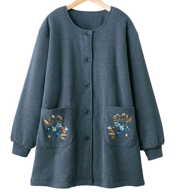 「刺しゅうが豪華なあったかニットコール割烹（パジャマ・ルームウェア）」｜詳細画像