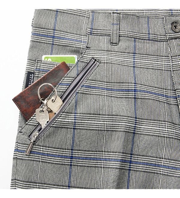 「【２本組】＜ダンロップ・リファインド＞チェック柄７ポケットパンツ（メンズフルレングスパンツ）」｜詳細画像