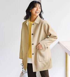 BELLUNA（ベルーナ）の「ウール調ステンカラーコート（ハーフコート）」｜アイボリー