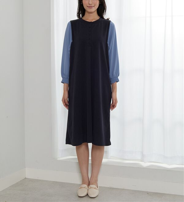 BELLUNA（ベルーナ）の「ヘンリーネック袖切替デザインワンピース（その他ワンピース）」｜詳細画像