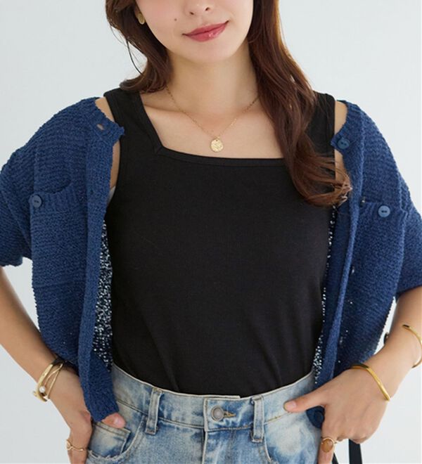 Viola e Viola（ヴィオラ エ ヴィオラ）の「保冷剤ポケット付スクエアタンクトップ（タンクトップ・キャミソール）」｜詳細画像