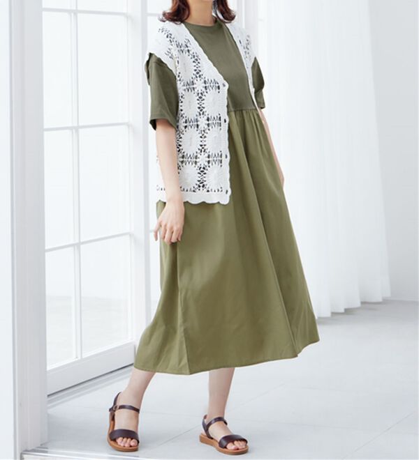 Viola e Viola（ヴィオラ エ ヴィオラ）の「さらひやりコーデ楽ちんドッキングワンピ―ス（ドッキングワンピース）」｜詳細画像