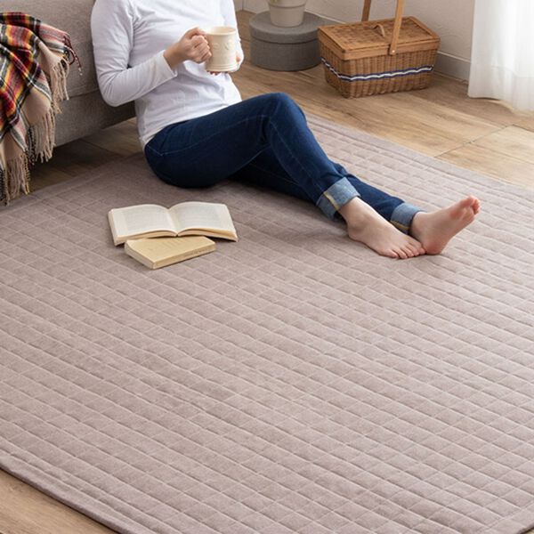 「さらさらコットンキルトラグ（ラグ）」｜ブラウン