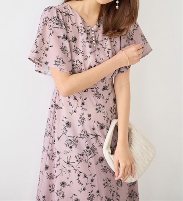 alotta（アロッタ）の「【お客様企画】欲しいが詰まったひんやり花柄ワンピース（プリントワンピース）」｜ピンク系