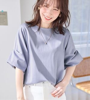 Viola e Viola（ヴィオラ エ ヴィオラ）の「ちゃっかり細見え！デザイン袖トップス（カットソー）」｜スモーキーブルー