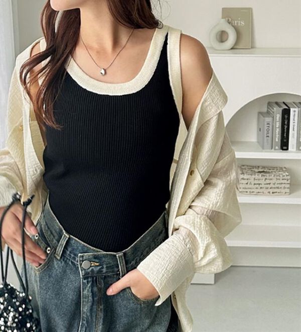 GeeRA（ジーラ）の「２ＷＡＹ配色ニットタンクトップ（ニット・セーター）」｜詳細画像