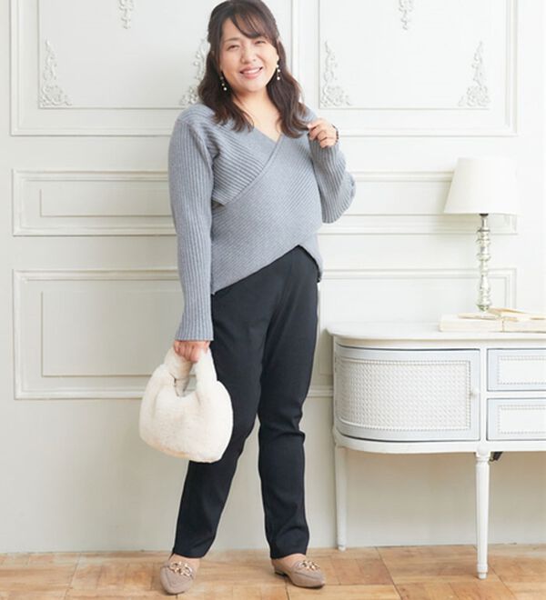 A HAPPY MARILYN（アハッピーマリリン）の「【Ｌ～８Ｌ／選べるデザイン】ストレッチ裏起毛美脚パンツ（テーパードパンツ）」｜詳細画像